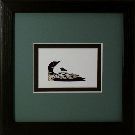 Buy A Custom Loons - Quilled Loon And Baby Miniature Wall Art Framed 