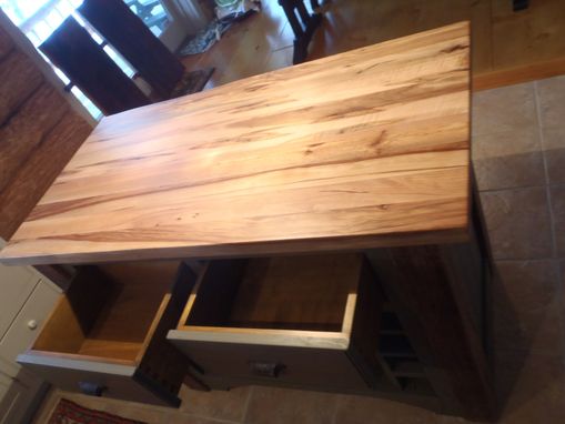 Custom Made Kitchen Island, Reclaimed With Butcher Block Top