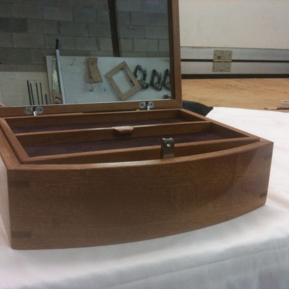Hand Made Jewelery Box Of Sapele With Secret Lock by Carver
