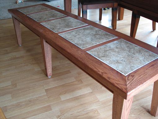 Custom Made Inlay Tile Dining Table Bench