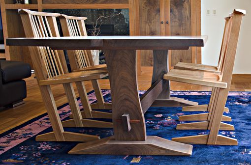 Custom Made Book Matched Walnut Trestle Dining Table