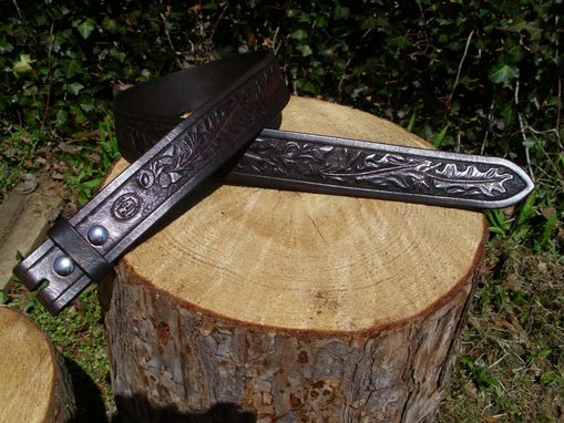 Custom Made Hand Tooled Mens Belt