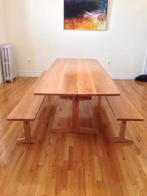 Custom Made Cherry Trestle Table And Benches
