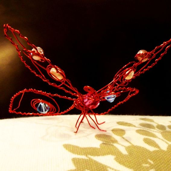 Custom Made Wire And Beaded Butterfly by JAtanas Designs