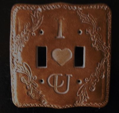 Custom Made Victorian Wall Switch Plate ,Customed By Initial ,Hand Carve On Ceramic,Handmade ,