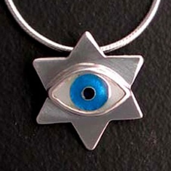 Handmade Evil Eye Jewish Star by Julie Glassman Enamel Jewelry