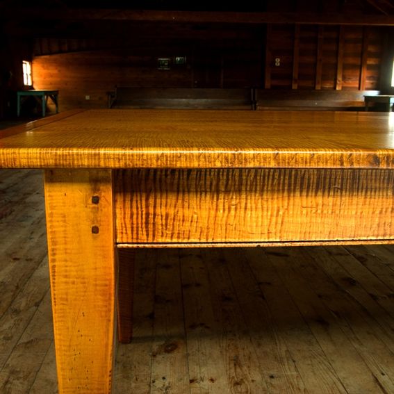 Hand Crafted Tiger Maple 7'X40" Dining Table by Designs In Wood