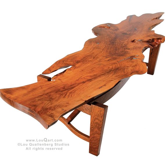 Hand Made Natural Live Edge Mesquite Slab Coffee Table by Lou