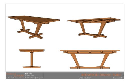 Custom Made Salvaged Redwood Slab Dining Table