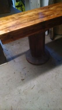 Custom Made Double Concrete Pedestal, & Laminated Pine Butcher Block Top Sofa Table