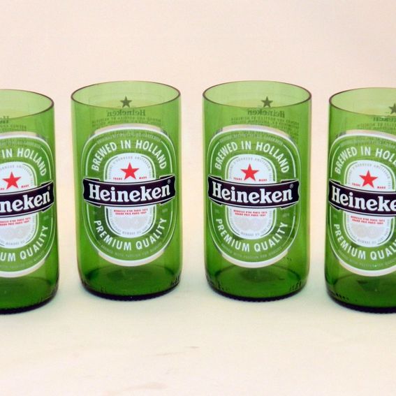 Hand Made Beer Bottle Tumbler Heineken 10oz Glasses by Milton Douglas