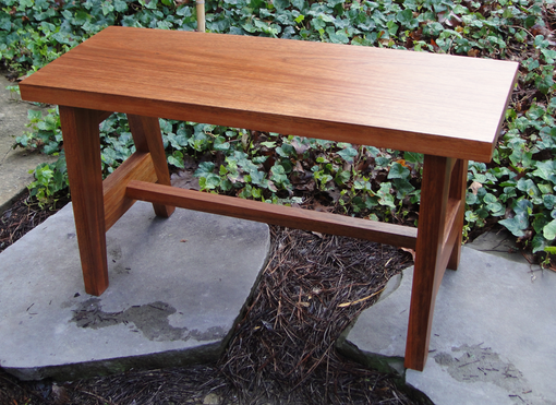 Custom Made Solid Mahogany Bench Seat Or Accent Table In A Contemporary Style.