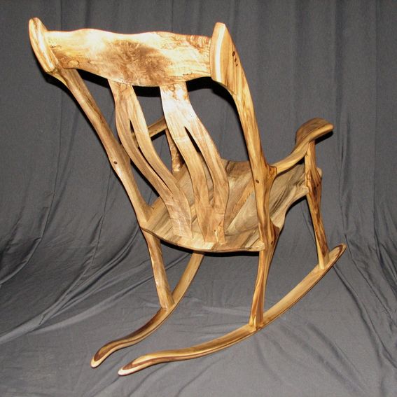 Hand Crafted Exotic Rocking Chairs by Bearkat Wood