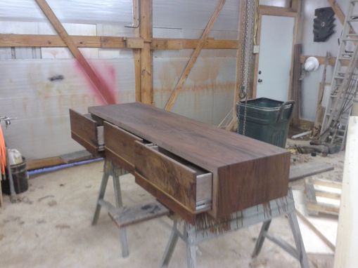 Custom Made Walnut Desk With Three Drawers No Base