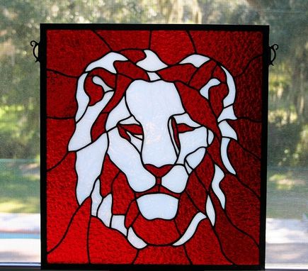 Custom Made Stained Glass Lion Head