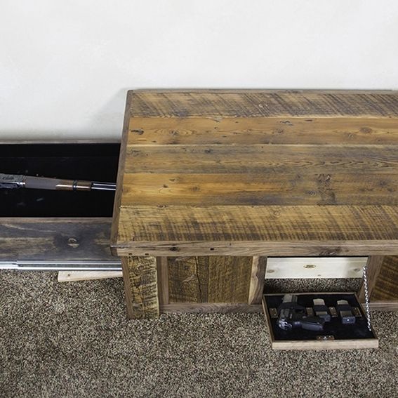 Hand Made Hidden Gun Barn Wood Coffee Table by Droptine Woodworks