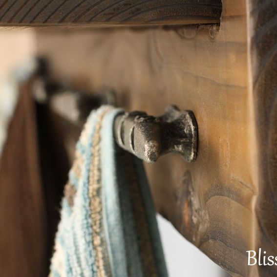 Custom Made Bath Shelf With Boat Cleat Towel Hooks by Blissopia