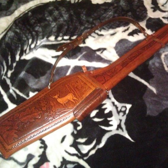 Hand Crafted Custom 2 Piece Lined Leather Rifle Case Hand Made Tooled