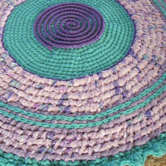 Hand Crafted Toothbrush Rag Rug Crochet Rug Mixed Media Style Rug Non