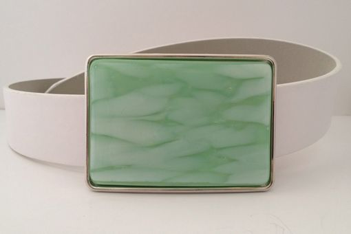 Custom Made Fused Glass Belt Buckle Mint