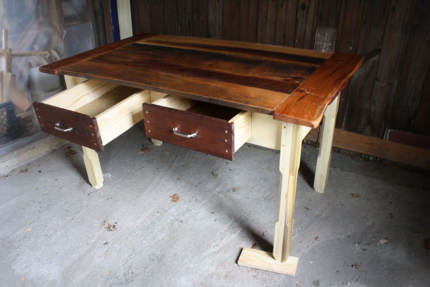 kitchen table made of reclaimed wood