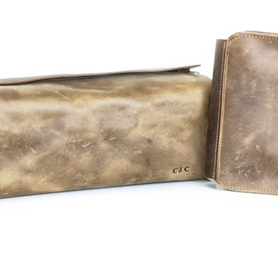 men's leather shaving case