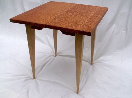 Custom Made End Table Of Lacewood And Flame Maple
