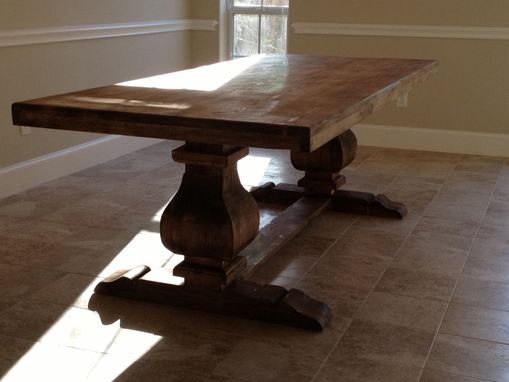 Custom Made 7ft Trestle Table Solid Wood