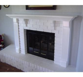 Custom Made Fireplace Mantle & Surround With Brick