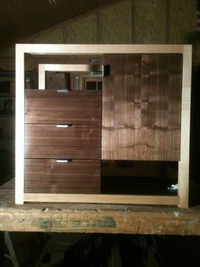 Custom Made Modern Bedside Cabinet In Walnut And Maple