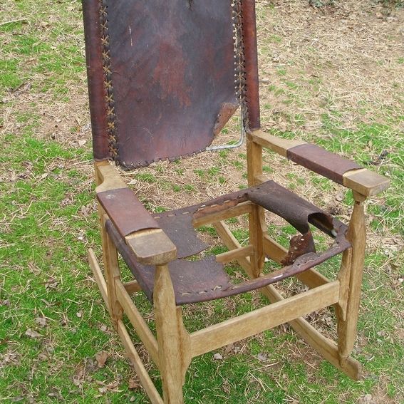 Hand Crafted Antique Rocking Chair Refurbish by Alamo Custom Leather