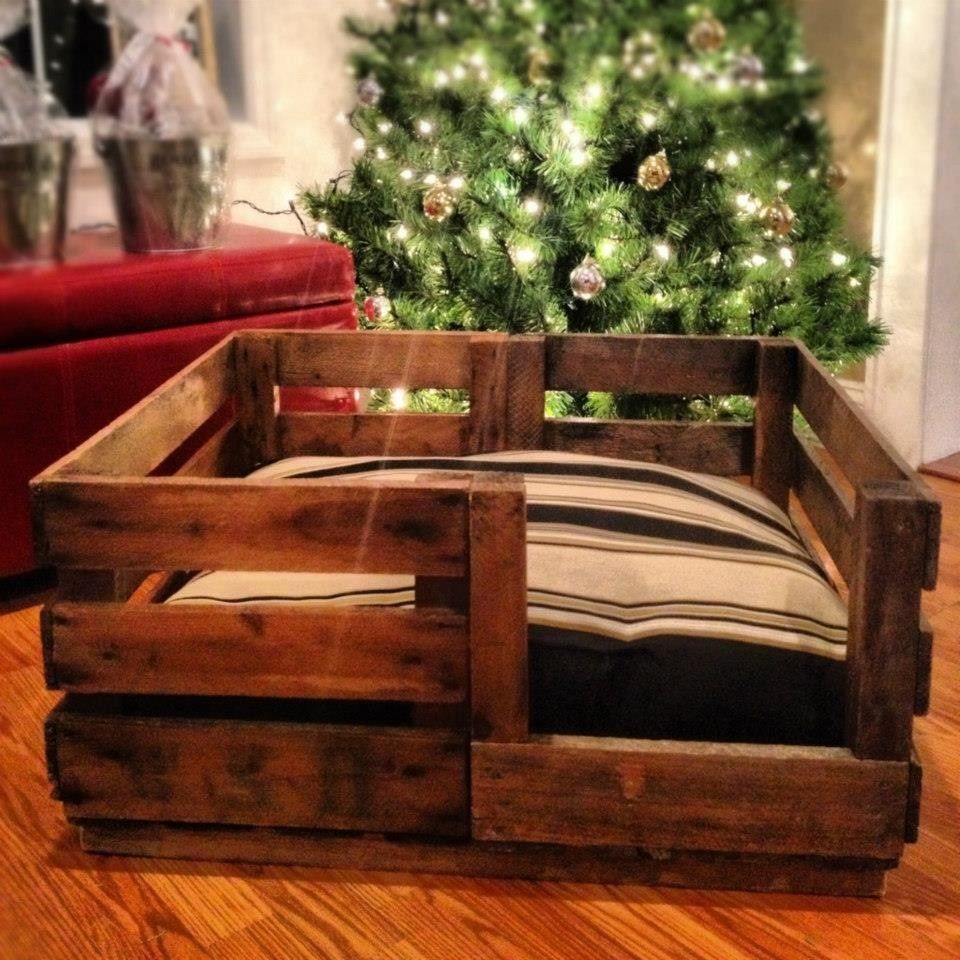 Hand Crafted Retired Produce Crate Dog Bed by Natural Wood Worx