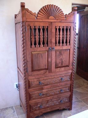Custom Made Southwest, Hand Carved, Entertainment Cabinet