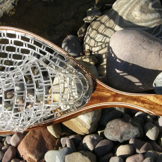Handmade Fy Fishing Landing Net Long Handle by Bitterroot Net Co