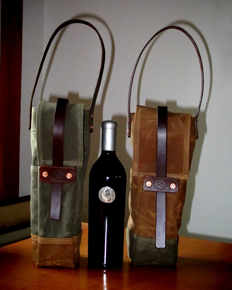 Buy a Hand Crafted Pack Horse Waxed Canvas And English Bridle Leather Wine Tote, made to order ...