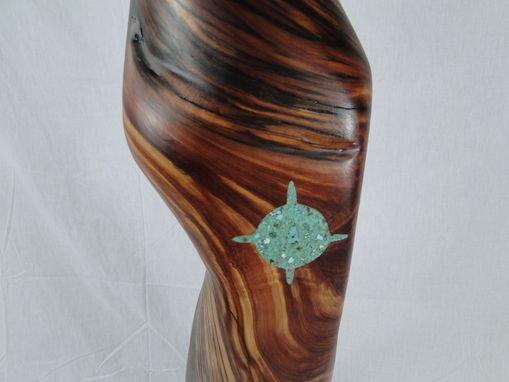 Custom Made Reclaimed Cedar Floor Lamp With Turquoise Inlay And Hammered Tin Lampshade.