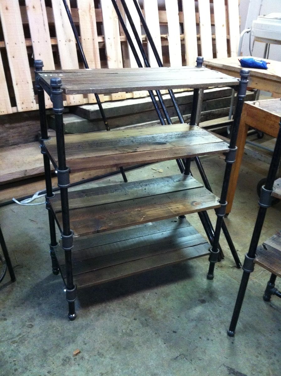 Custom Made Pair Of Reclaimed Oak And Industrial Cast Iron Pipe Shelves