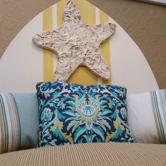 Hand Crafted Dog Bed Hand Painted Beach Design With Surfboard Headboard