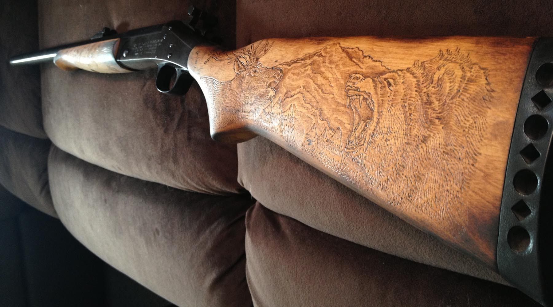 Handmade Custom Burned Gun Stock by San Diego Custom Wood Burning 