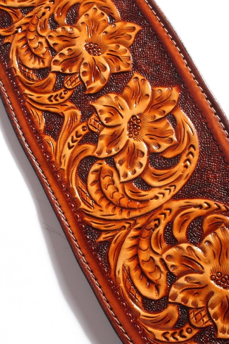 Custom Brown Western Guitar Strap by Margaret Vera