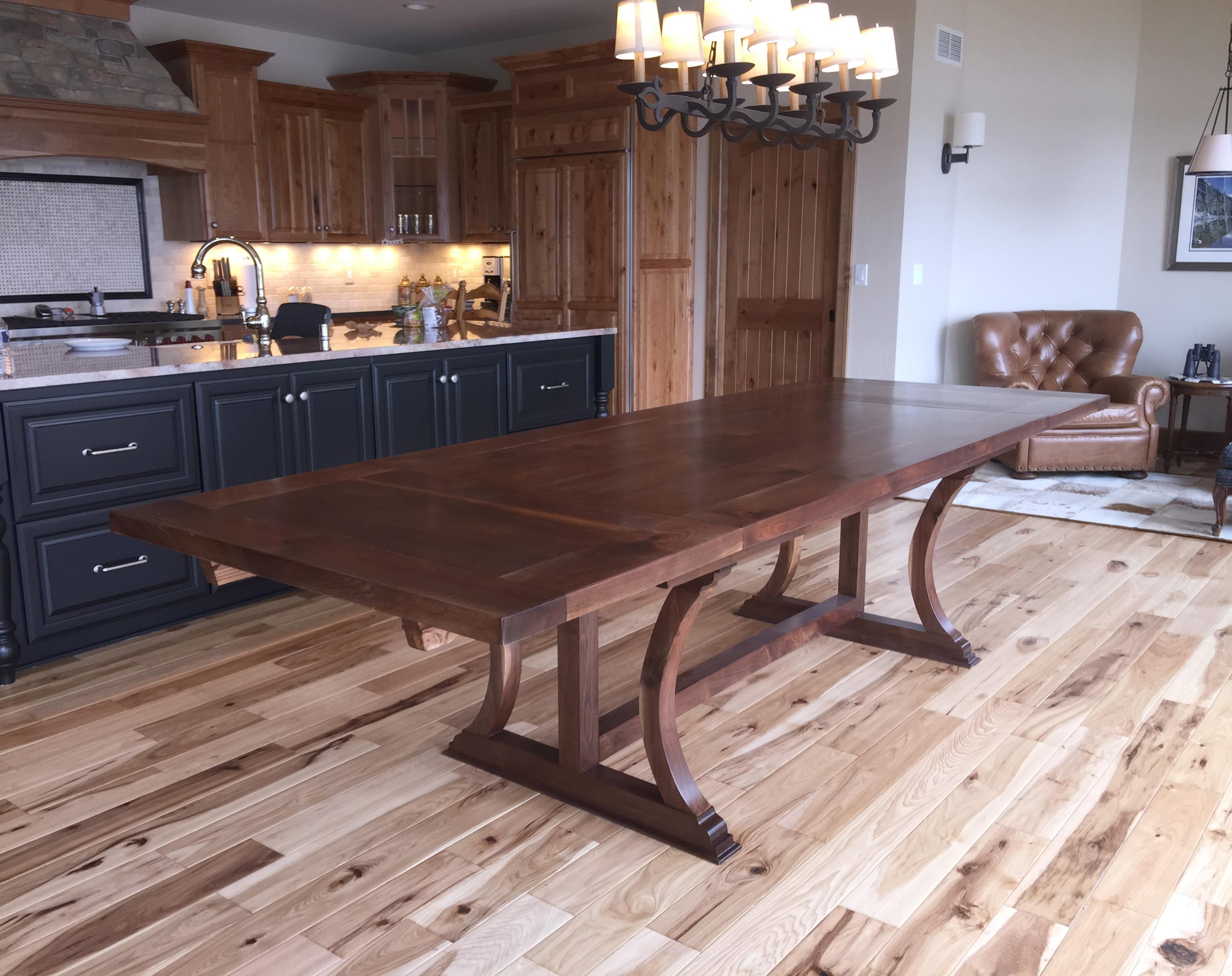 Buy a Hand Made Walnut Dining Table With Trestle Legs 03, made to order