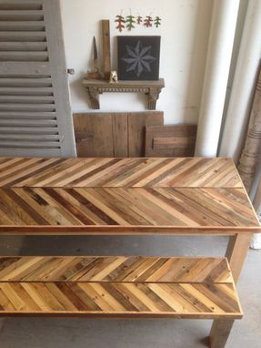 Custom Made Rustic Reclaimed & Sustainably Harvested Wood Kitchen Dining Table With Matching Bench