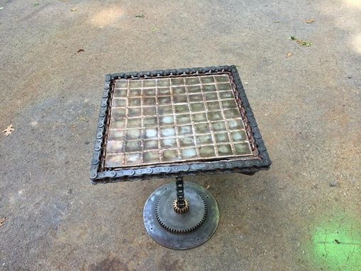 Custom Made Reclamed Chain End Table/Chess Board
