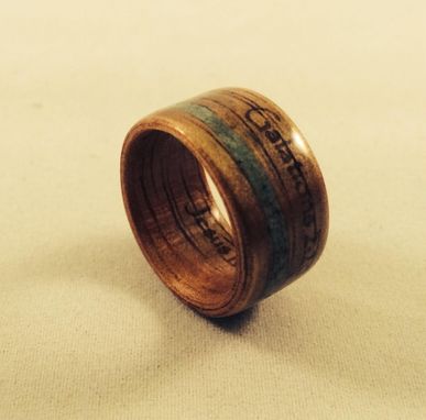 Custom Made Engraved Bentwood Ring With Stone Inlay