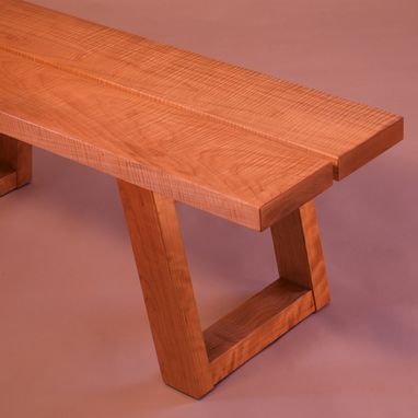 Custom Made Modern Coffee Table Bench In Curly Maple & Cherry
