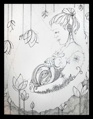 Custom Made Portrait Drawing Of Pregnant Woman From Photograph