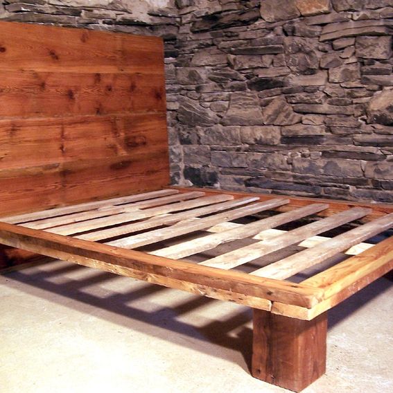 Buy a Hand Crafted Reclaimed Wood Platform Bed From Antique Pine, made
