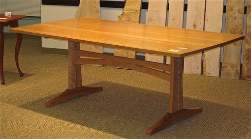 Custom Made Cherry 3-Plank Trestle Dining Table