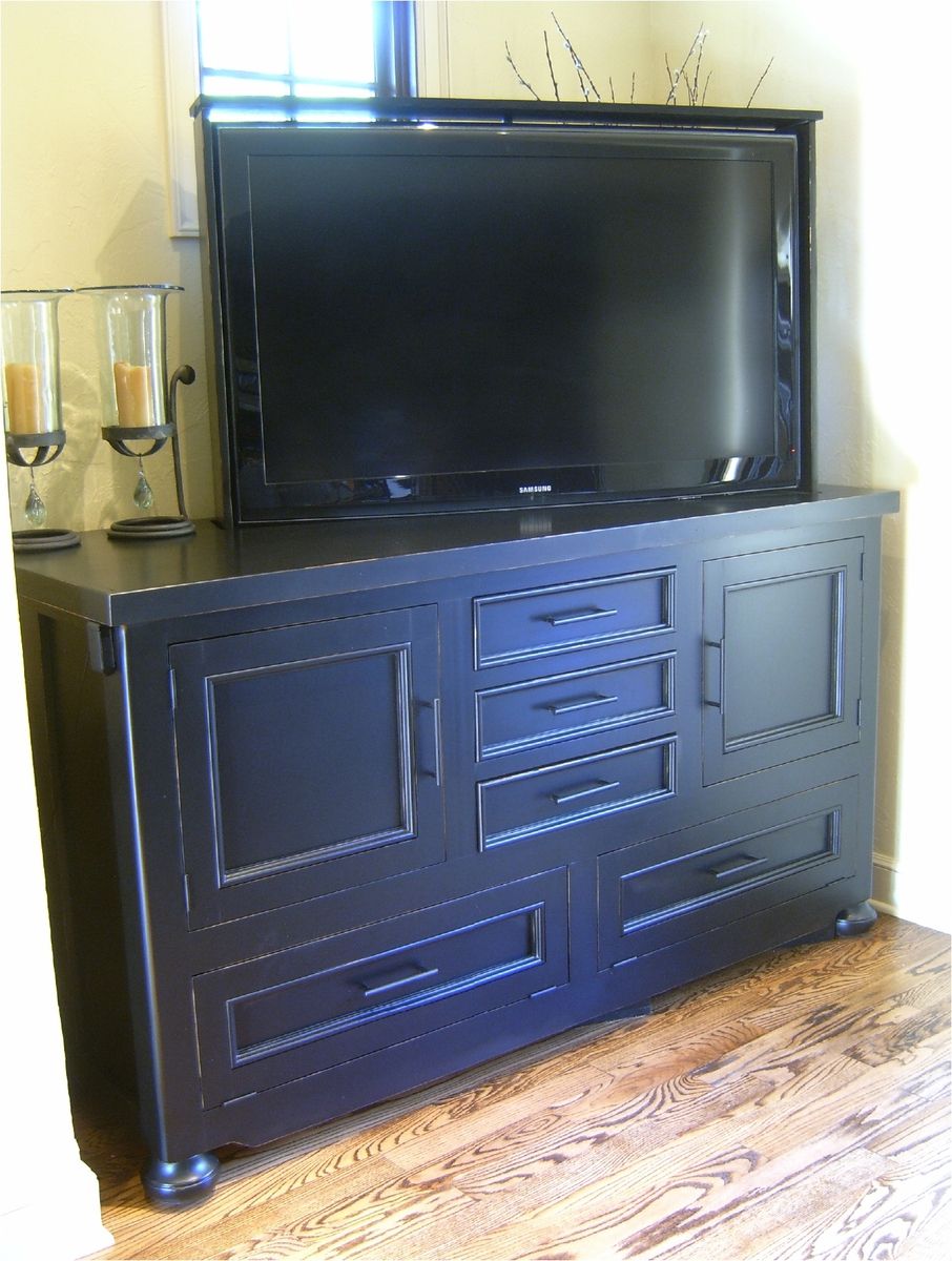 Hand Crafted Maple Console Tv Lift With Preset Angle by Jeffrey Scott