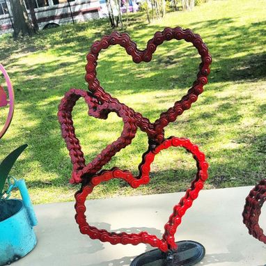 Custom Made Bicycle Chain Art Heart Sculpture By Raymond Guest